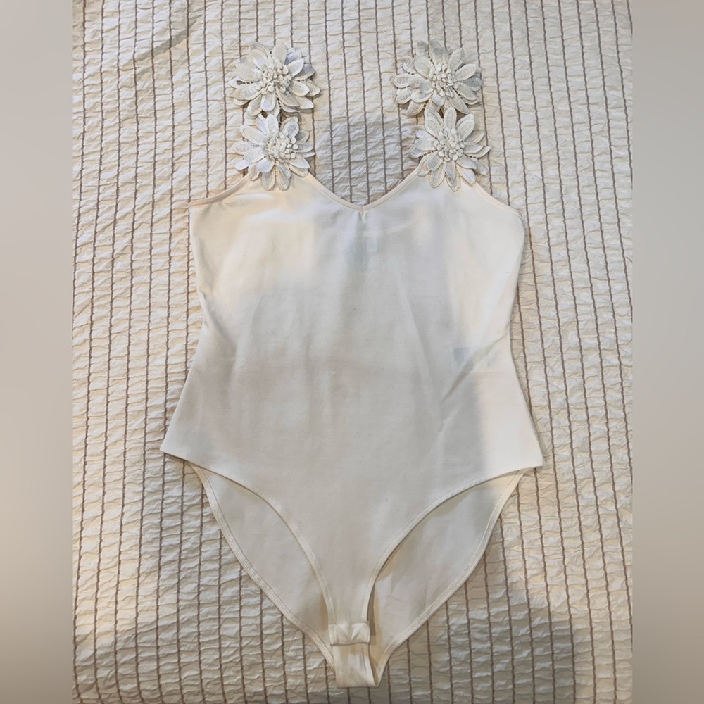 Cream/ Off White Top with Floral Details